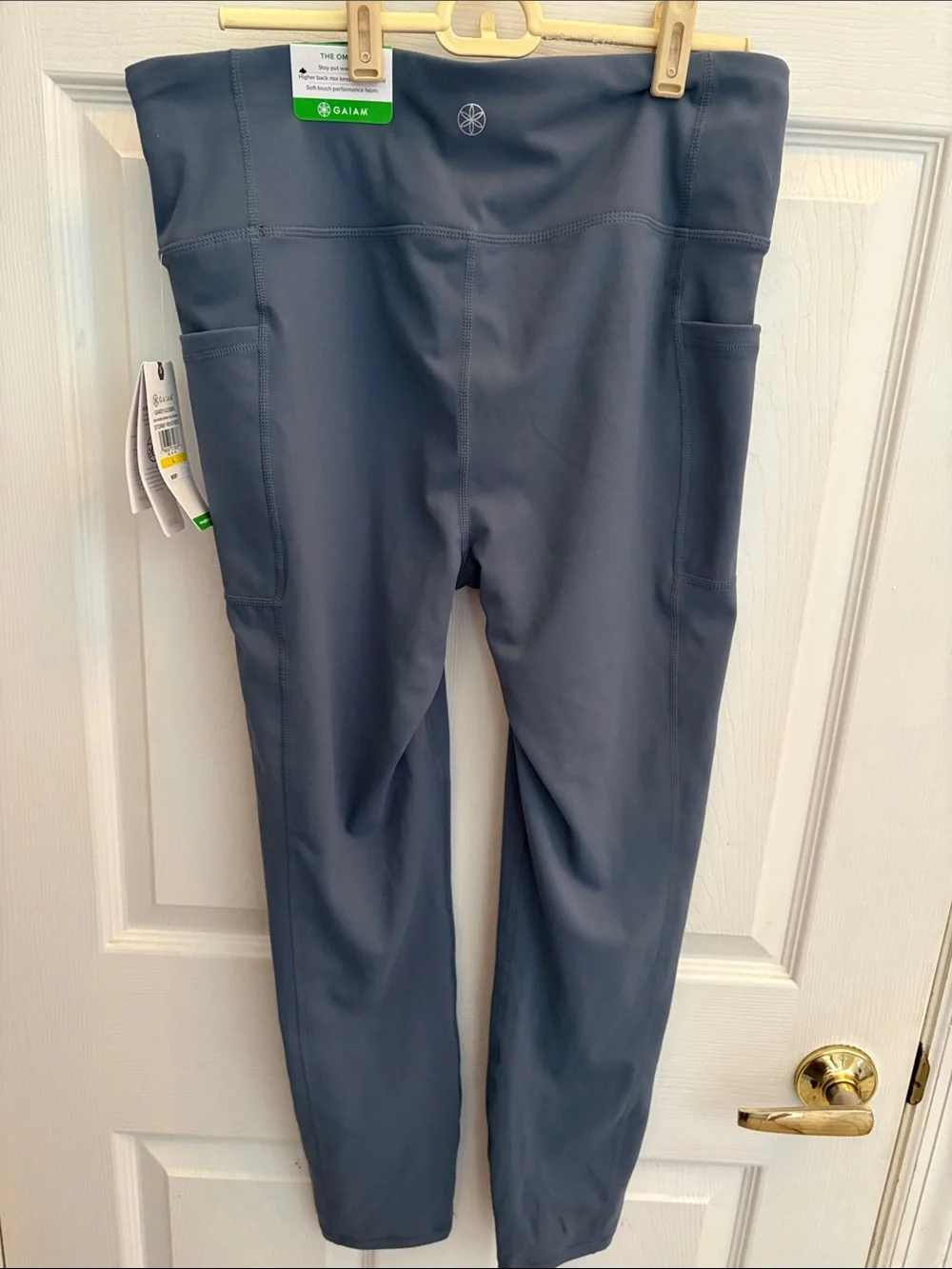 GAIAM NWT OM-DRI blue-Gray High-Rise karma 7/8 Leggings with Side Pockets yoga - Picture 9 of 12